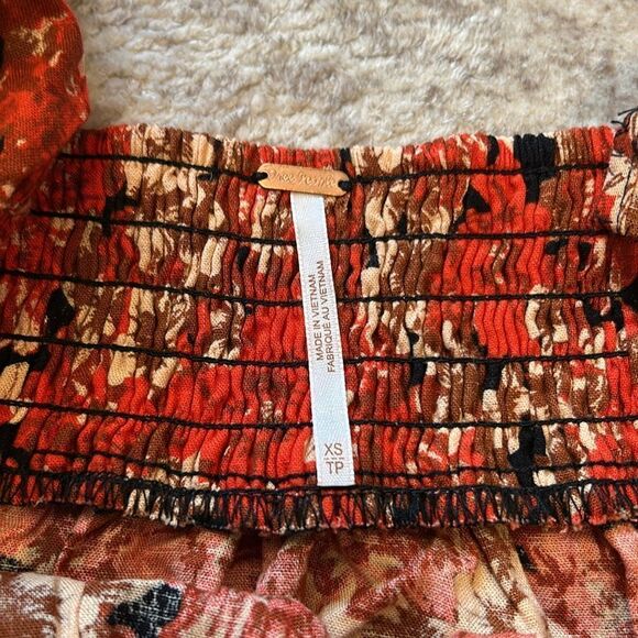 Free People night combo mini dress floral autumn colors sweetheart neckline XS - Picture 7 of 10